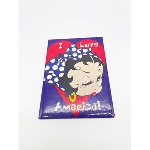 Vintage 2002 Betty Boop Fridge Magnet I Love America Heart Rosie Riveter